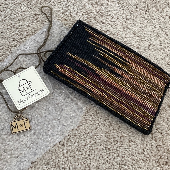 NWT Mary Frances Black Multi-Color Beaded Crossbody Purse - Picture 1 of 11